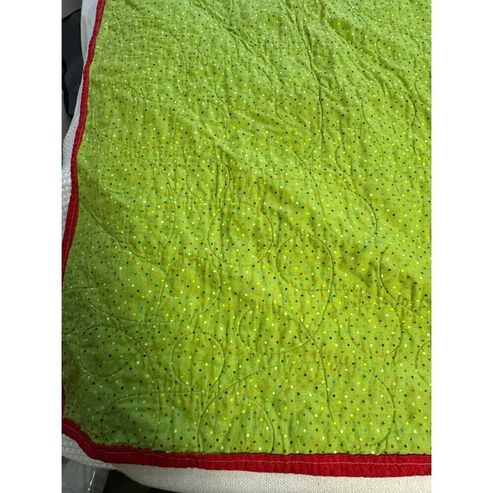 Handmade Baby Quilt Vibrant Colors Excellent condition Block Lime Green Red Blue